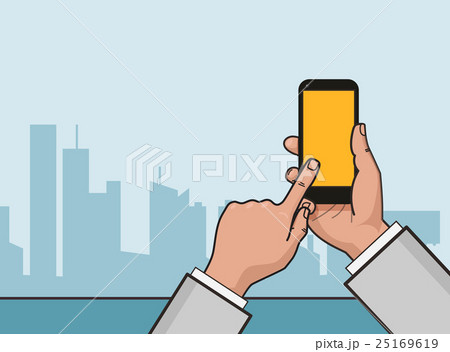 Vector flat linear illustration. Hand with Vector flat linear illustration. Hand with 25169619