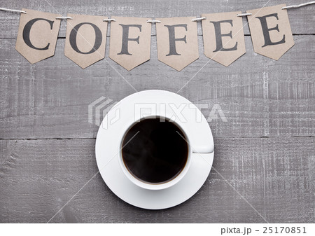 Coffee cup espresso hot white on wooden board Coffee cup espresso hot white on wooden board 25170851
