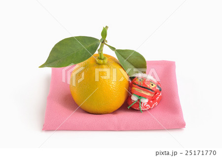 葉付きダイダイと獅子おじゃみ 25171770