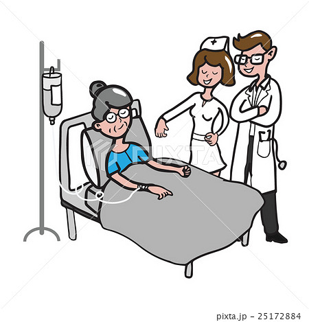 Doctor and nurse visit old woman patient cartoon - Stock Illustration  [25172884] - PIXTA