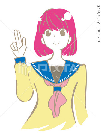 女の子のイラスト セーラー服 アニメマンガ風08 のイラスト素材