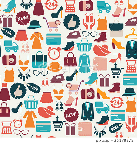 Background With Colorful Shopping Iconsのイラスト素材
