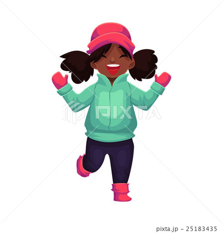 Happy little black skinned girl in winter clothes 25183435