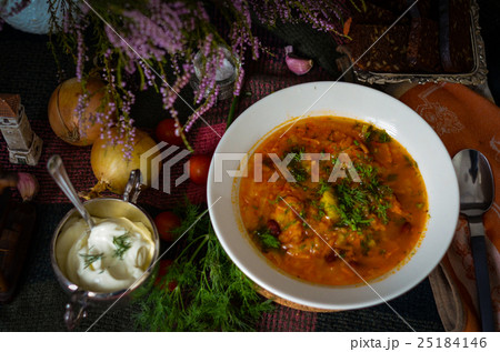 National cuisine. Borscht. Soup with tomato National cuisine. Borscht. Soup with tomato 25184146