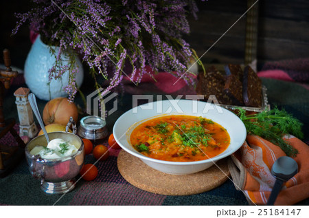 National cuisine. Borscht. Soup with tomato National cuisine. Borscht. Soup with tomato 25184147