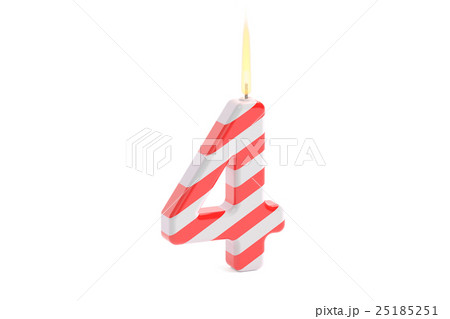 Birthday candle with number 4, 3D rendering 25185251