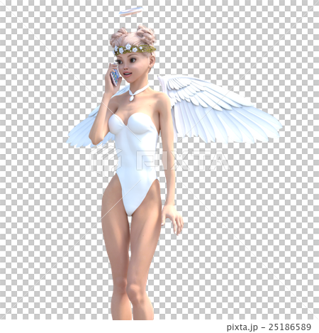 スマホで電話する可愛い天使 perming3DCGイラスト素材 スマホで電話する可愛い天使 perming3DCGイラスト素材 25186589