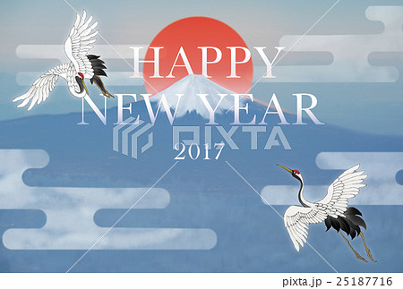 日の出富士山と鶴 霧雲 日の出富士山と鶴 霧雲 25187716