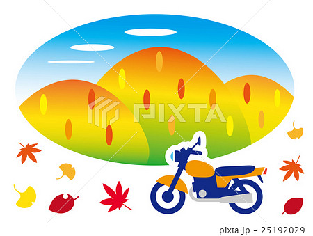 秋の彩り ツーリング バイクのイラスト素材