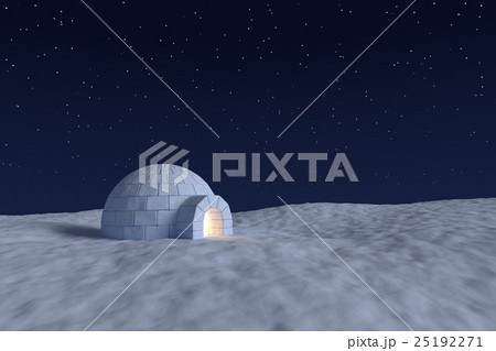 Igloo icehouse with warm light under the night sky Igloo icehouse with warm light under the night sky 25192271