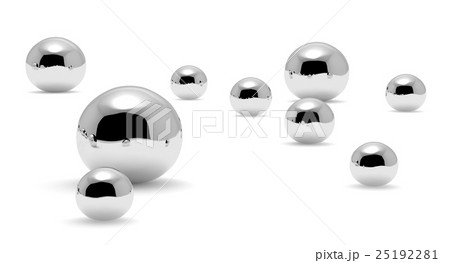 Small mercury (Hg) metal drops closeup 25192281