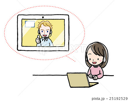 イーラーニング_女の子_ＰＣ_英会話 25192529
