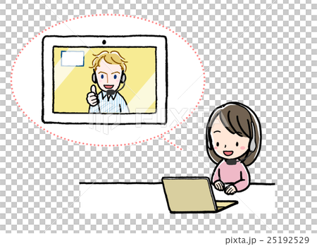 イーラーニング_女の子_ＰＣ_英会話 25192529