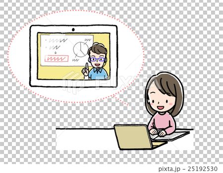 イーラーニング 女の子 pc 遠隔授業のイラスト素材 イーラーニング 女の子 pc 遠隔授業のイラスト素材