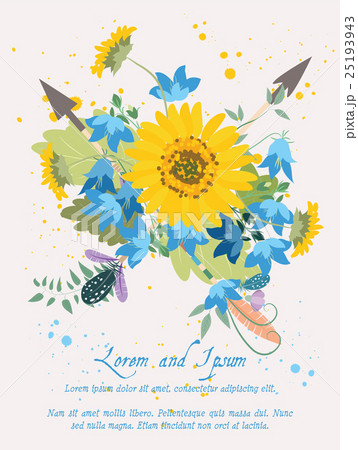 Illustration greeting hand-drawn sunflower floral Illustration greeting hand-drawn sunflower floral 25193943