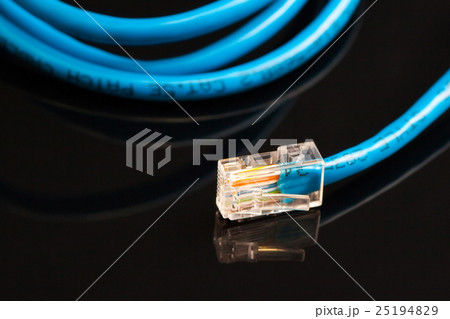 Blue computer ethernet cable isolated on black Blue computer ethernet cable isolated on black 25194829