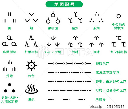 地図記号 一覧a3 21種 のイラスト素材