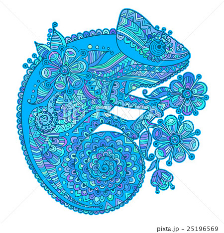 Vector Illustration With A Chameleon And Beautifulのイラスト素材 25196569 Pixta