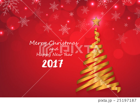 Gold ribbon make Christmas tree shape Gold ribbon make Christmas tree shape 25197187