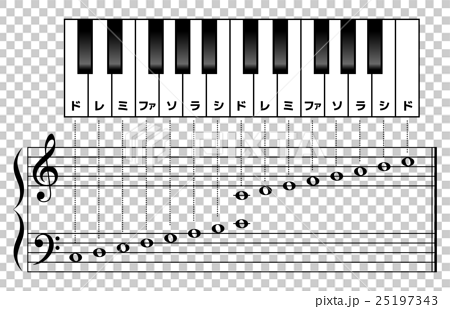 ドレミファソラシドの音階 ト音記号 ヘ音記号のイラスト素材