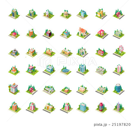 Big set vector isometrics building with arranged Big set vector isometrics building with arranged 25197820