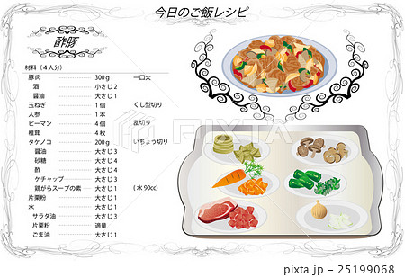 今日のご飯レシピ酢豚のイラスト素材