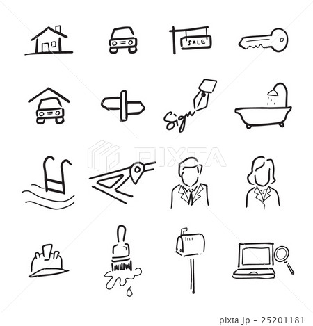 Real estate drawing icons set 2 25201181