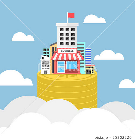 Business building growing on dollar coins 25202226