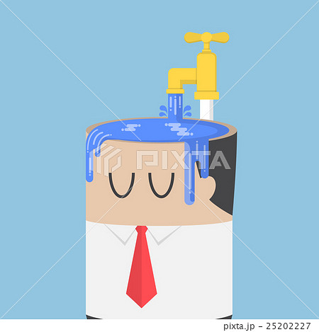 Businessman fill water into his head 25202227