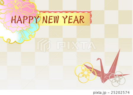 和柄 折り鶴 年賀イラスト 折り紙 和柄 折り鶴 年賀イラスト 折り紙 25202574