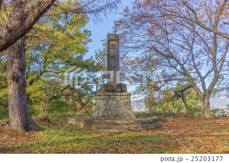 妻女山に鎮座する招魂社の境内に建つ忠魂碑の風景 25203177