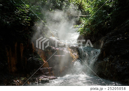 登別　大自然に囲まれた天然温泉の滝　100%源泉かけ流しの天然足湯 25205058