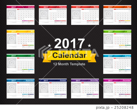 Year 2017 calendar template with space 25208248