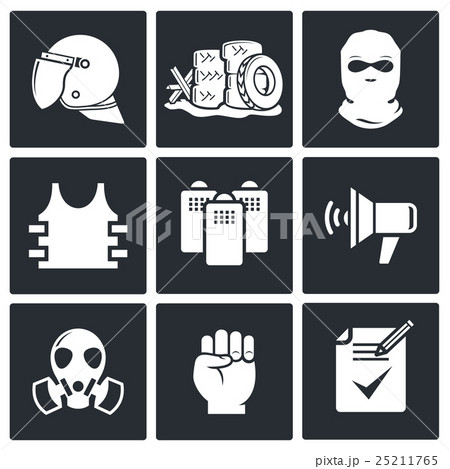 Riots in the street vector icon collection 25211765
