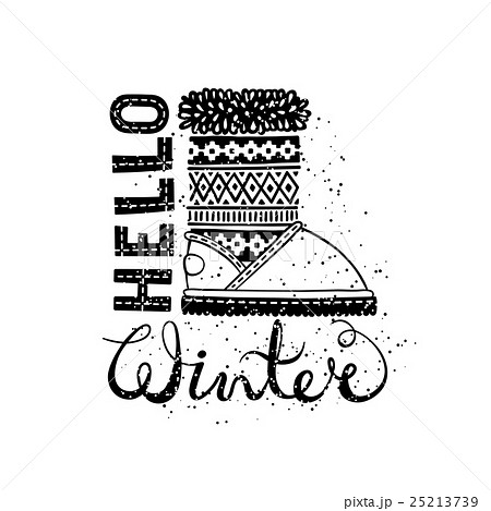 Hello winter lettering text Brush and boots Hello winter lettering text Brush and boots 25213739