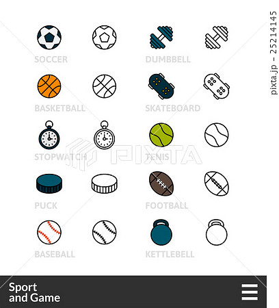 Black and color outline icons, thin stroke line Black and color outline icons, thin stroke line 25214145