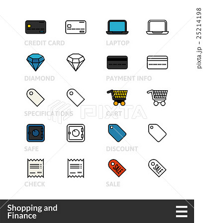 Black and color outline icons, thin stroke line 25214198