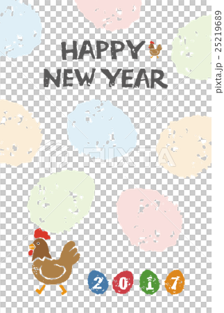 Rooster year, Illustration of new year card of chicken and egg Rooster year, Illustration of new year card of chicken and egg 25219689