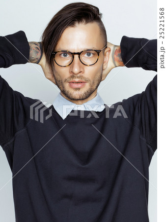 handsome middle age man with modern hairstyle and 25221568