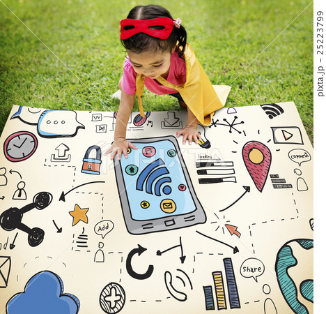 Kids Technology Communication Social Media Graphic Concept 25223799