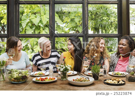 Diversity Women Group Hanging Eating Together Concept 25223874
