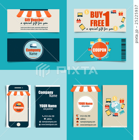 Modern business card template with Business concept, Online shopping, Infographics background E-commerce, vector illustration. 25225937