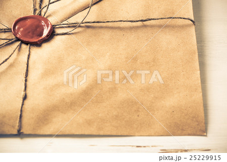 Letter with seal on table Letter with seal on table 25229915