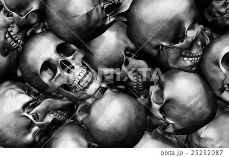 3D illustration Stack of human skulls. 25232087