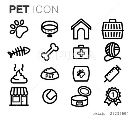 Vector black line pet icons set 25232694