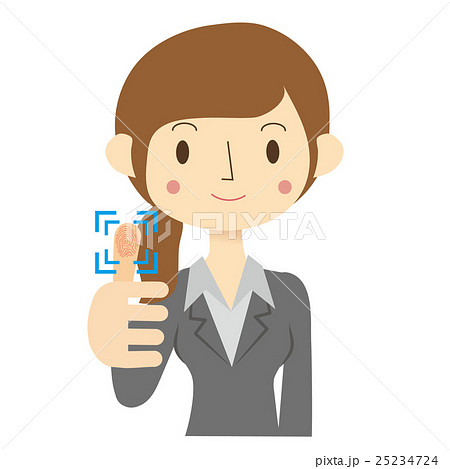 親指で指紋認証をする女性 25234724