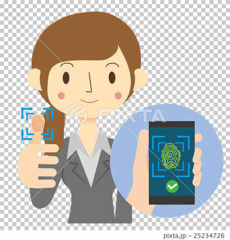 用拇指進行指紋認證的女性 — 智慧型手機核准影像 25234726