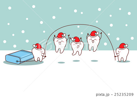 christmas cartoon tooth with floss 25235209