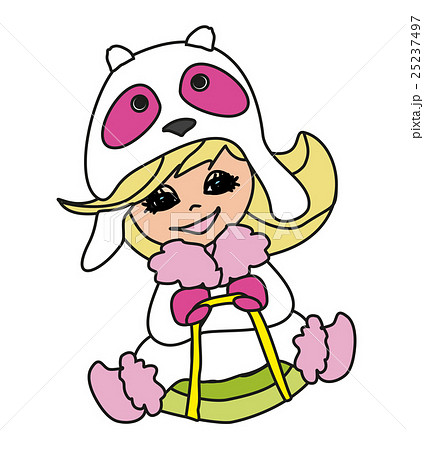 girl sledding on the snow. Isolated on white. girl sledding on the snow. Isolated on white. 25237497