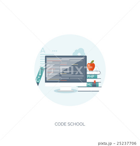 Vector illustration. Flat background. Coding 25237706